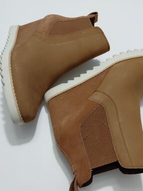 TOMS Women's Maddie Brown Leather Pull On Wedge Bootie - 11